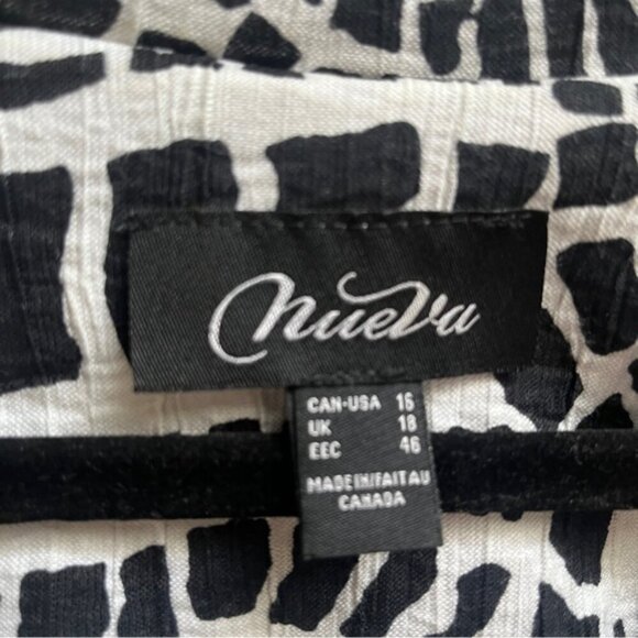 Nueva black white scale print bamboo short sleeve belted dress Sz 16 - Picture 8 of 13